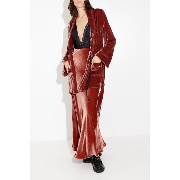 Sleeping With Jacques Net Sustain Bon Vivant Belted Velvet Robe Copper sz US 6 - Picture 4 of 16